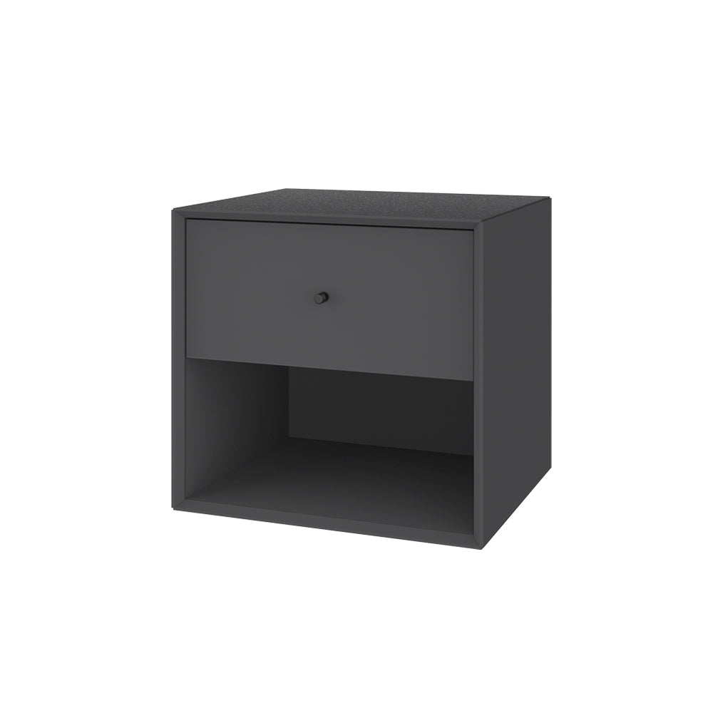 Væghængt sengebord graphite grå med sort håndtag - industriel nordisk stil