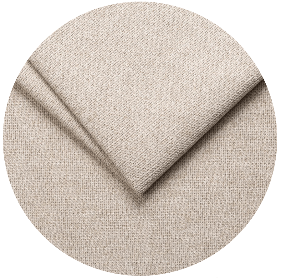 Beige stof til møbler, 100% polyester, slidstærk og farveægte, produceret i Europa, dansk design.